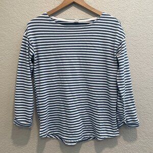Old Navy Blue & White Boat Neck 3/4 Sleeve Terry Top Small